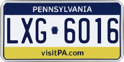 PA license plate LXG6016