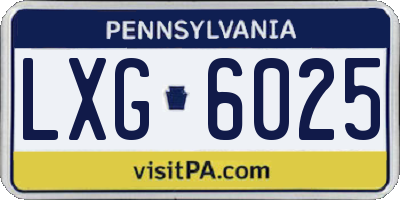 PA license plate LXG6025