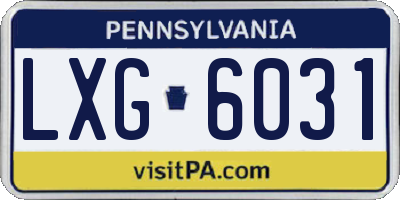 PA license plate LXG6031