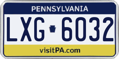 PA license plate LXG6032
