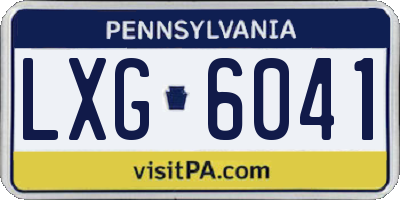 PA license plate LXG6041