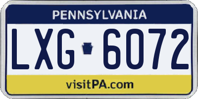 PA license plate LXG6072