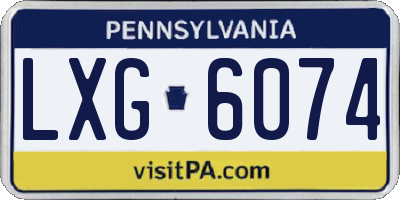 PA license plate LXG6074