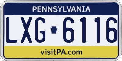 PA license plate LXG6116