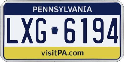 PA license plate LXG6194