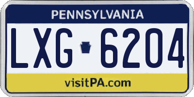 PA license plate LXG6204
