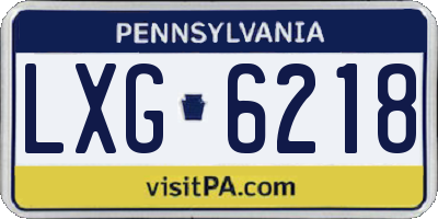 PA license plate LXG6218