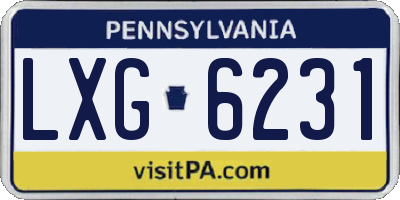 PA license plate LXG6231