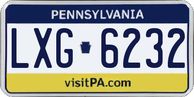PA license plate LXG6232