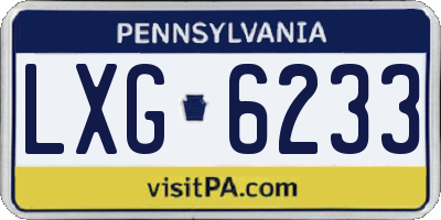 PA license plate LXG6233