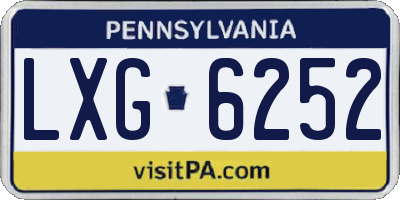 PA license plate LXG6252