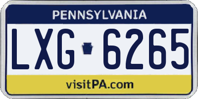 PA license plate LXG6265