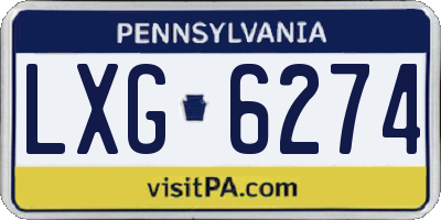 PA license plate LXG6274