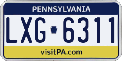 PA license plate LXG6311