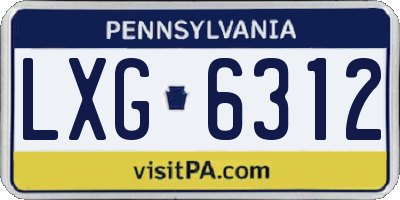 PA license plate LXG6312