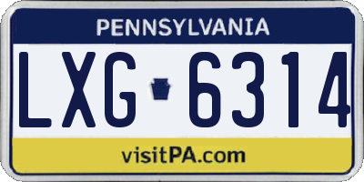 PA license plate LXG6314