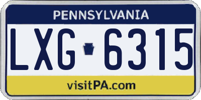 PA license plate LXG6315