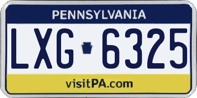 PA license plate LXG6325