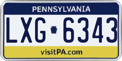 PA license plate LXG6343