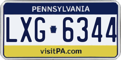 PA license plate LXG6344
