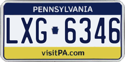 PA license plate LXG6346