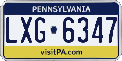 PA license plate LXG6347