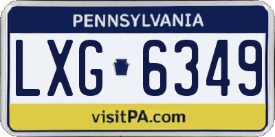 PA license plate LXG6349
