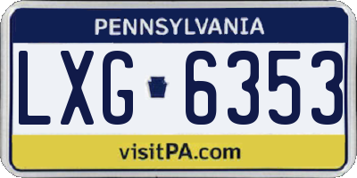 PA license plate LXG6353
