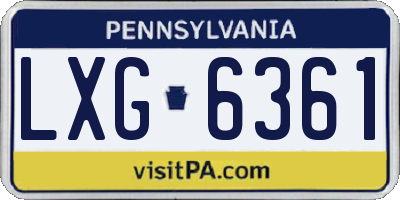 PA license plate LXG6361