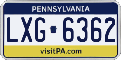 PA license plate LXG6362