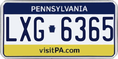 PA license plate LXG6365