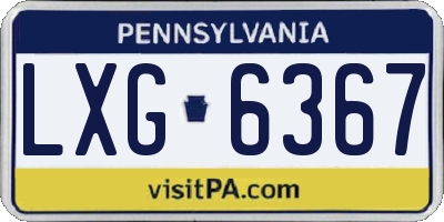 PA license plate LXG6367