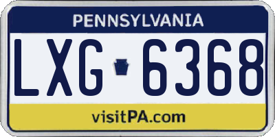 PA license plate LXG6368
