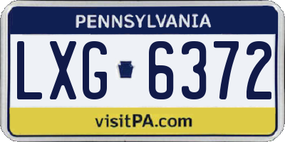PA license plate LXG6372