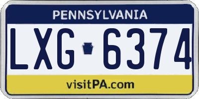 PA license plate LXG6374