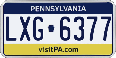 PA license plate LXG6377