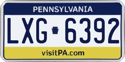 PA license plate LXG6392