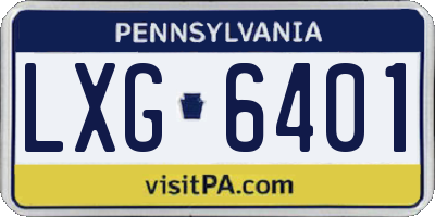 PA license plate LXG6401