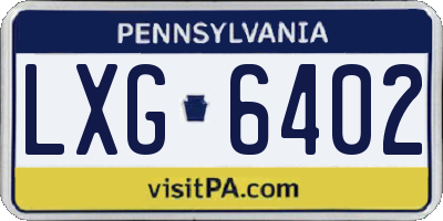 PA license plate LXG6402