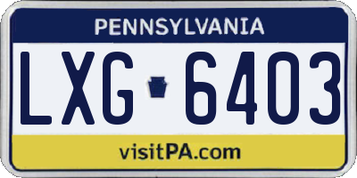 PA license plate LXG6403