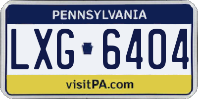 PA license plate LXG6404