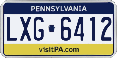PA license plate LXG6412