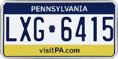 PA license plate LXG6415