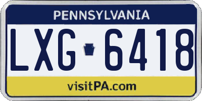 PA license plate LXG6418