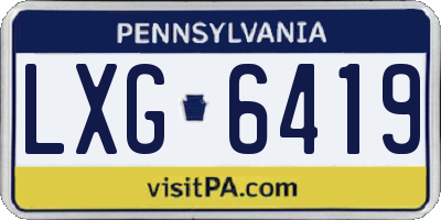 PA license plate LXG6419