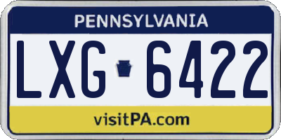 PA license plate LXG6422