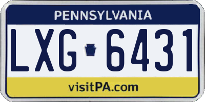 PA license plate LXG6431
