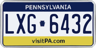 PA license plate LXG6432
