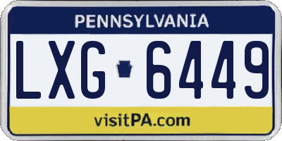 PA license plate LXG6449