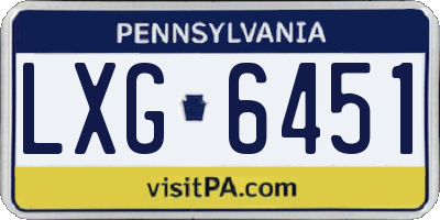 PA license plate LXG6451